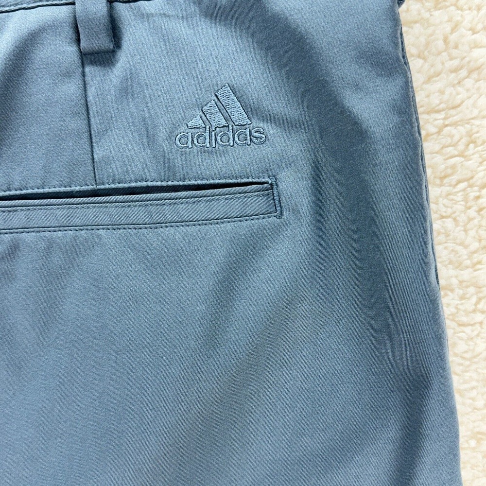 Adidas Golf Shorts Mens 40 Blue Chino Flat Front Casual Pockets Moisture Logo - Picture 4 of 12